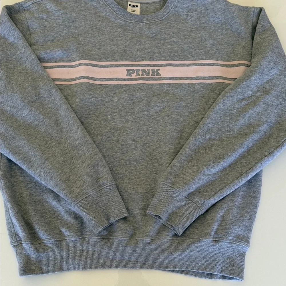 PINK Victoria's Secret Gray Sweatshirt with Pink Accents Size S